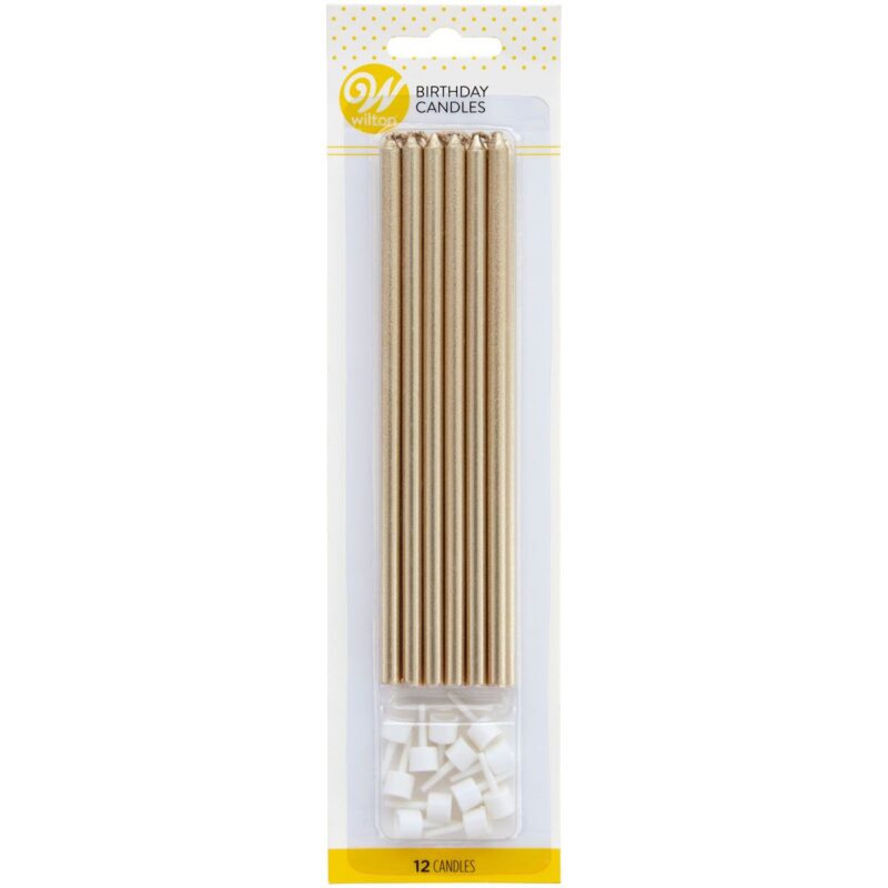 Wilton Birthday Candles Tall Gold pk/12 14cm