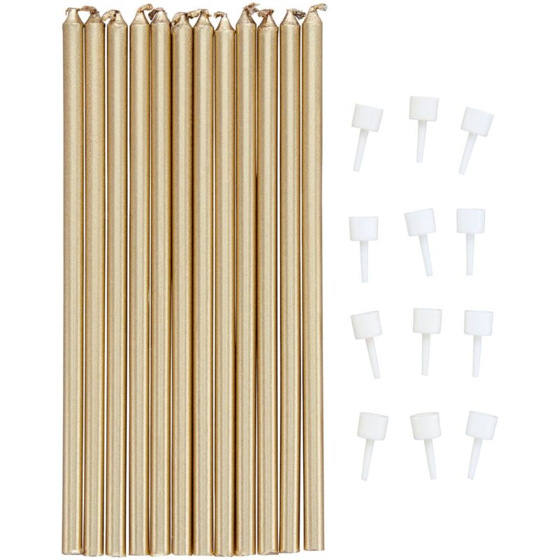 Wilton Birthday Candles Tall Gold pk/12 14cm - Afbeelding 2