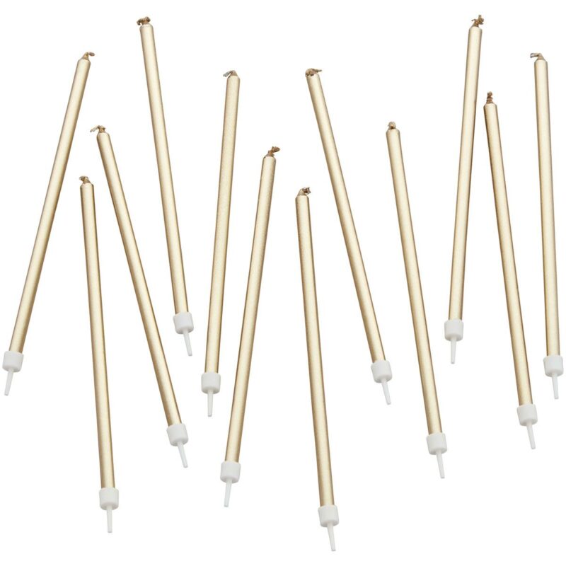 Wilton Birthday Candles Tall Gold pk/12 14cm - Afbeelding 3