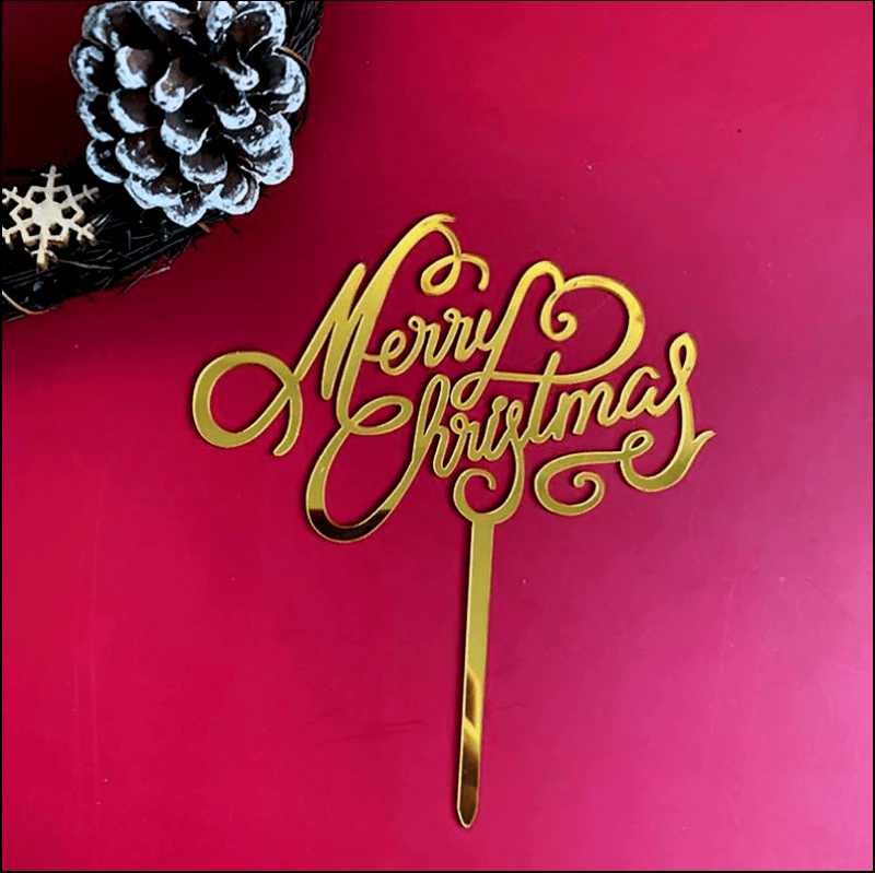 Taart Topper Merry Christmas -Goud