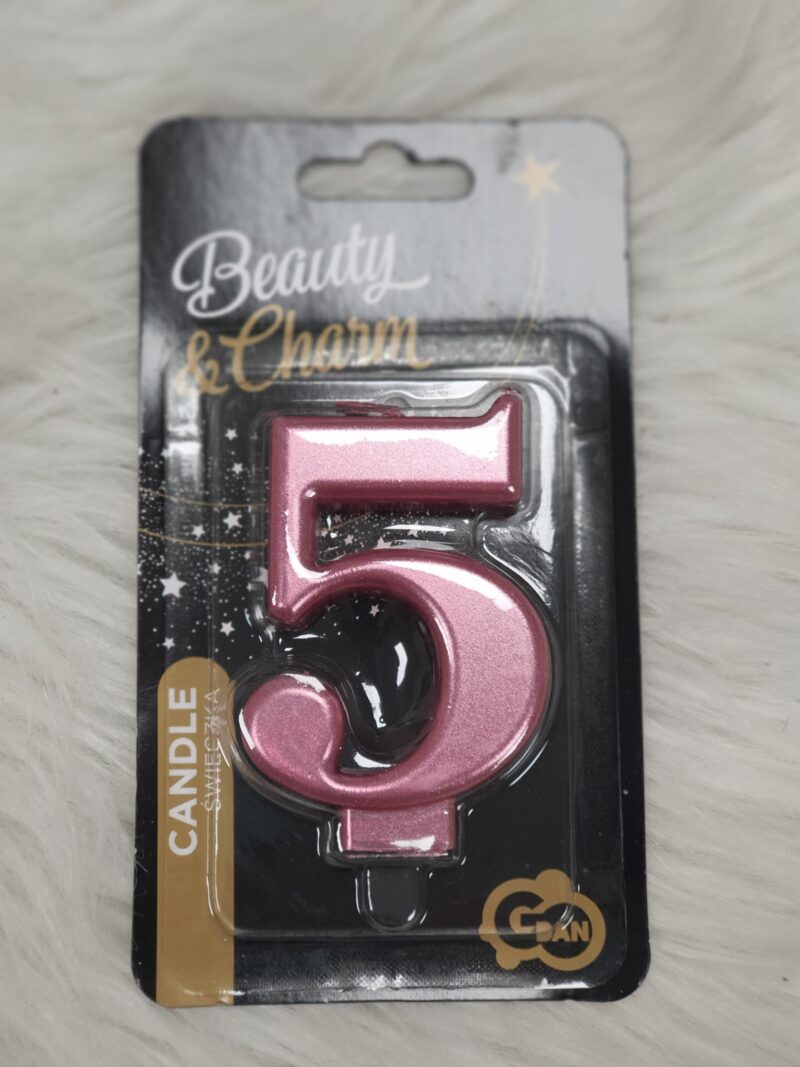 Cijfers Kaarsen Rose Goud Metallic 5