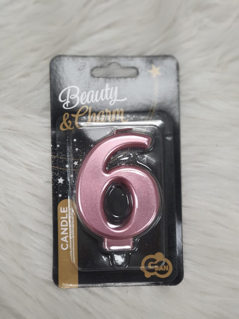 Cijfers Kaarsen Rose Goud Metallic 6