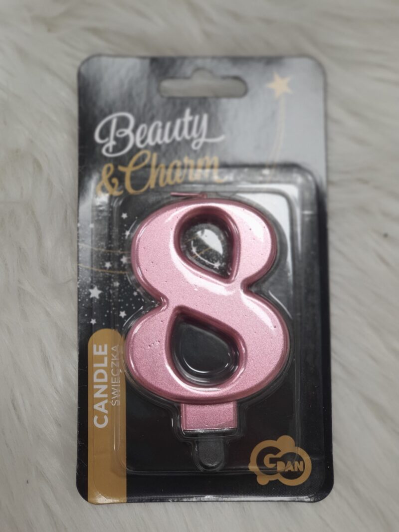 Cijfers Kaarsen Rose Goud Metallic 8