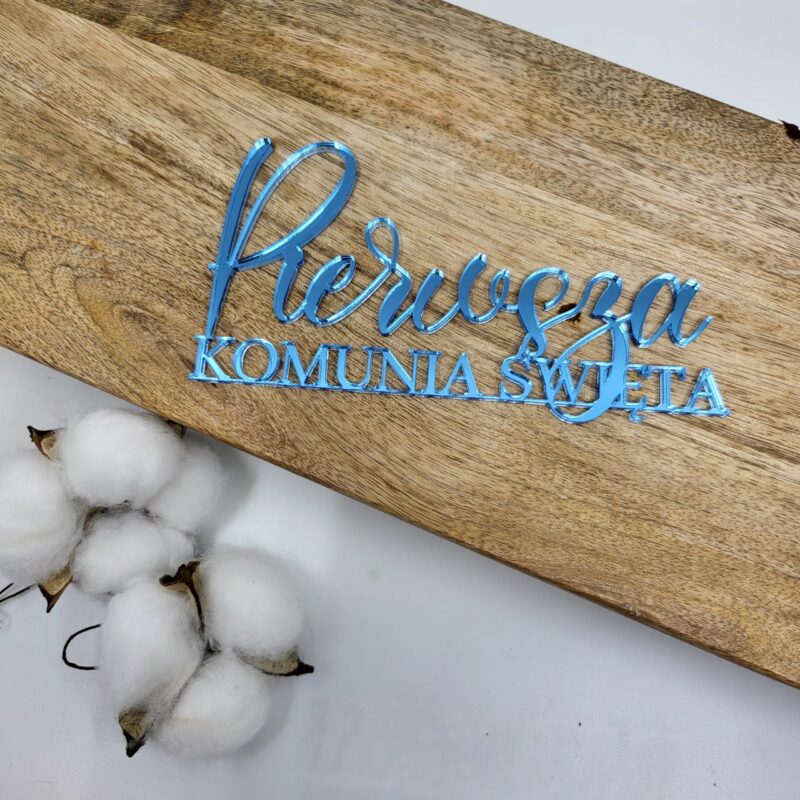 Miniowe Formy 3D Taartdecoratie "Pierwsza Komunia Święta " PL 15x8cm Blue