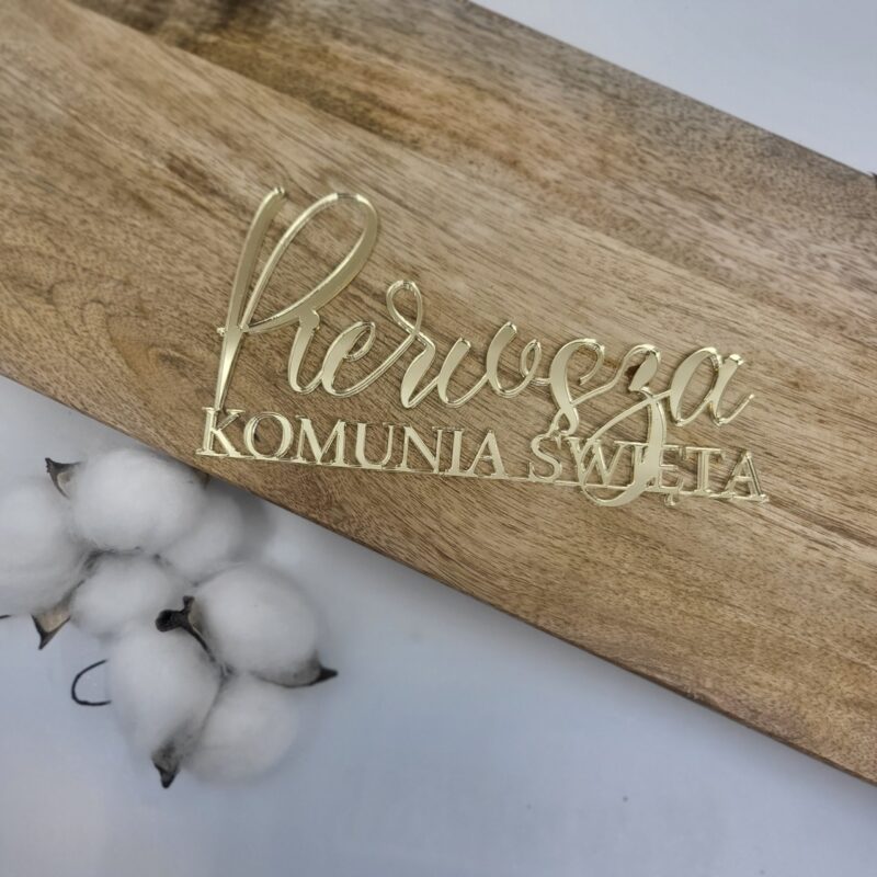 Miniowe Formy 3D Taartdecoratie "Pierwsza Komunia Święta " PL 15x8cm Goud