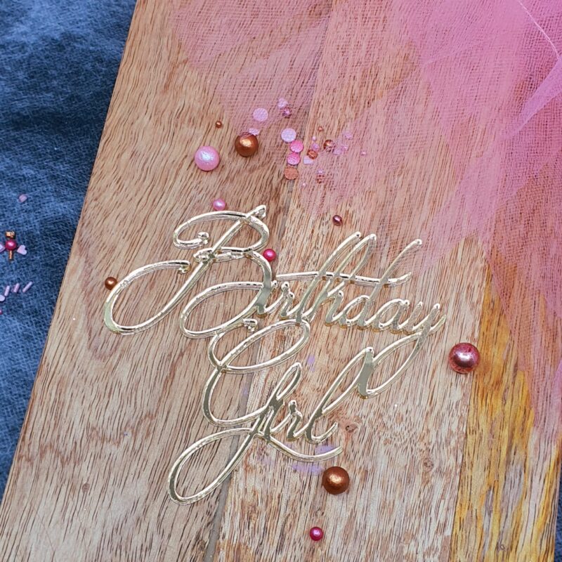 Birthday Girl taart decor goud 10x9cm  Miniowe Formy 3D