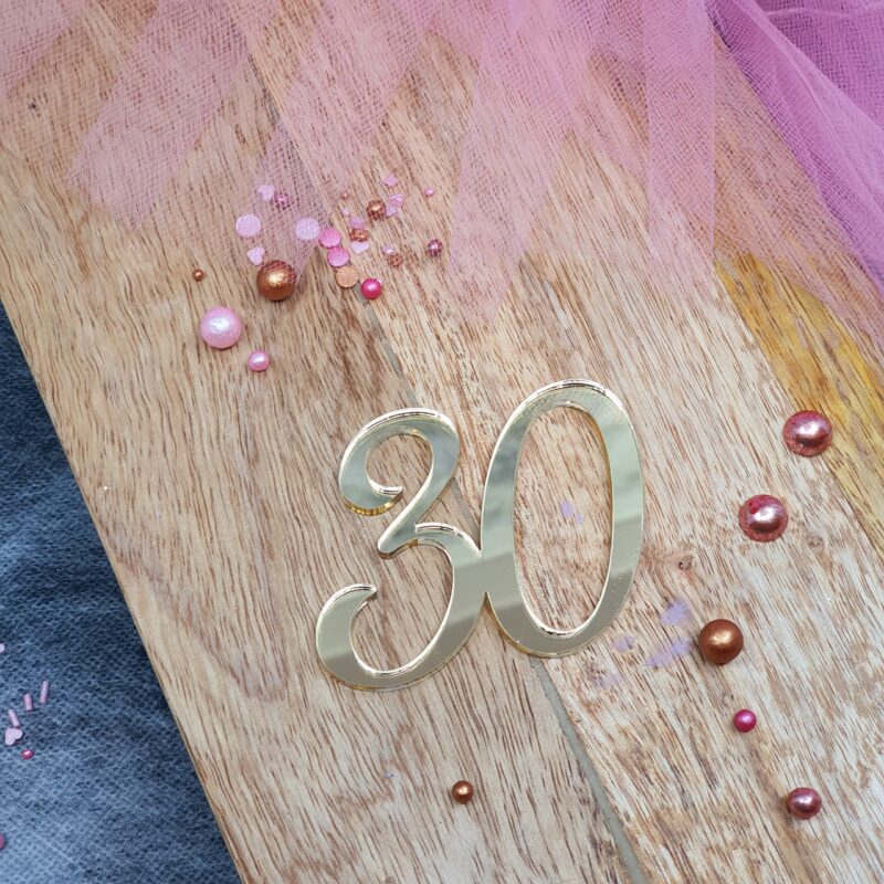 Cake decor 30 Goud  h:5cm Sugar Garden