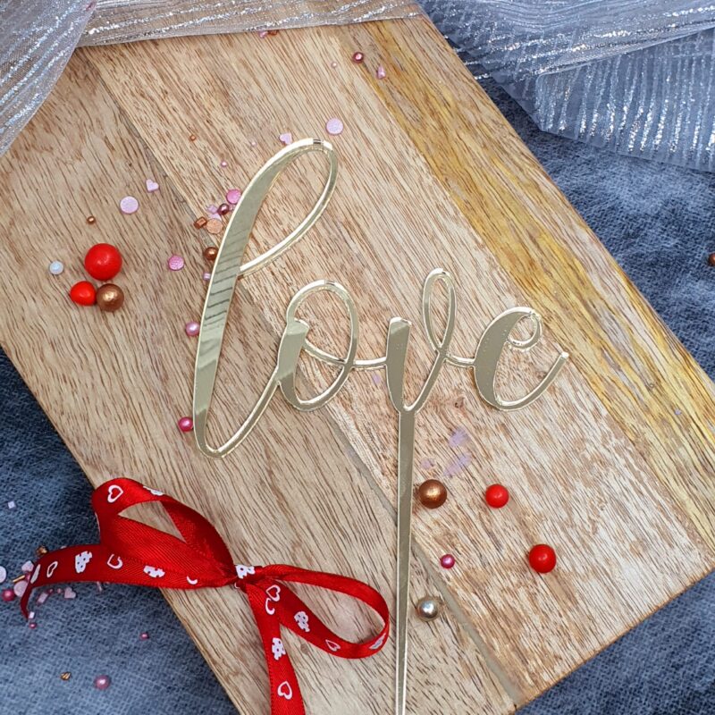 Topper Love 10x9cm Goud Miniowe Formy 3D