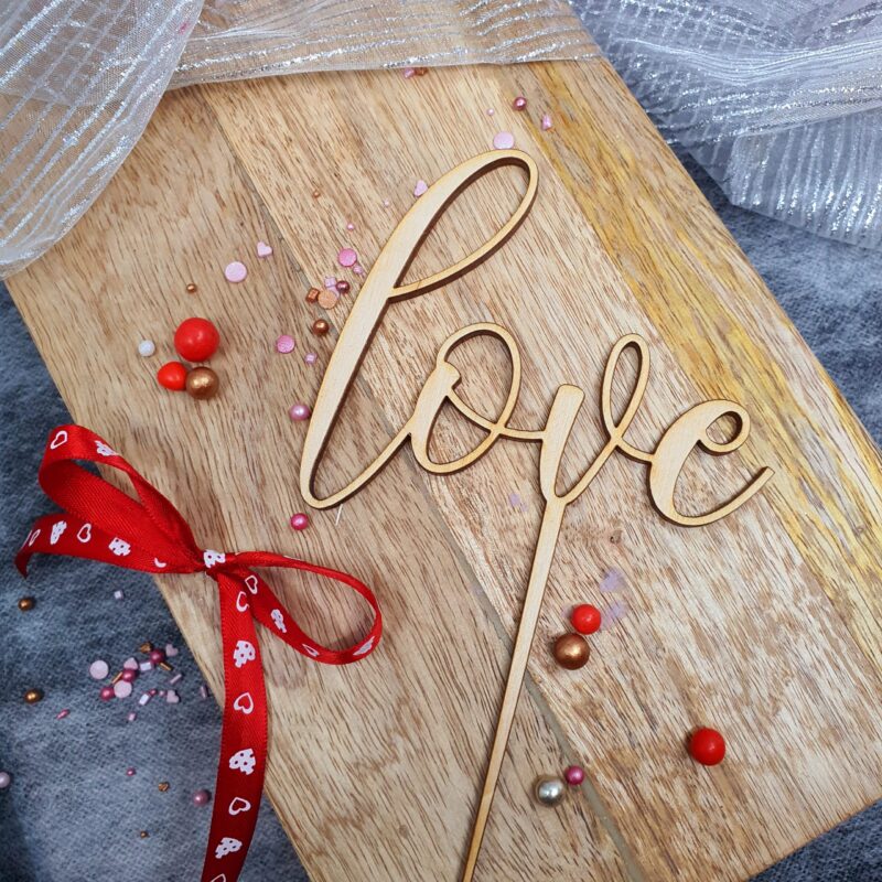 Topper Love 10x9cm Hout Miniowe Formy 3D