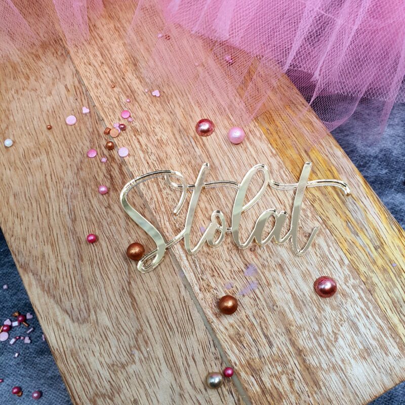 Cake decor "Sto lat" goud  10x4.9cm Miniowe Formy 3D
