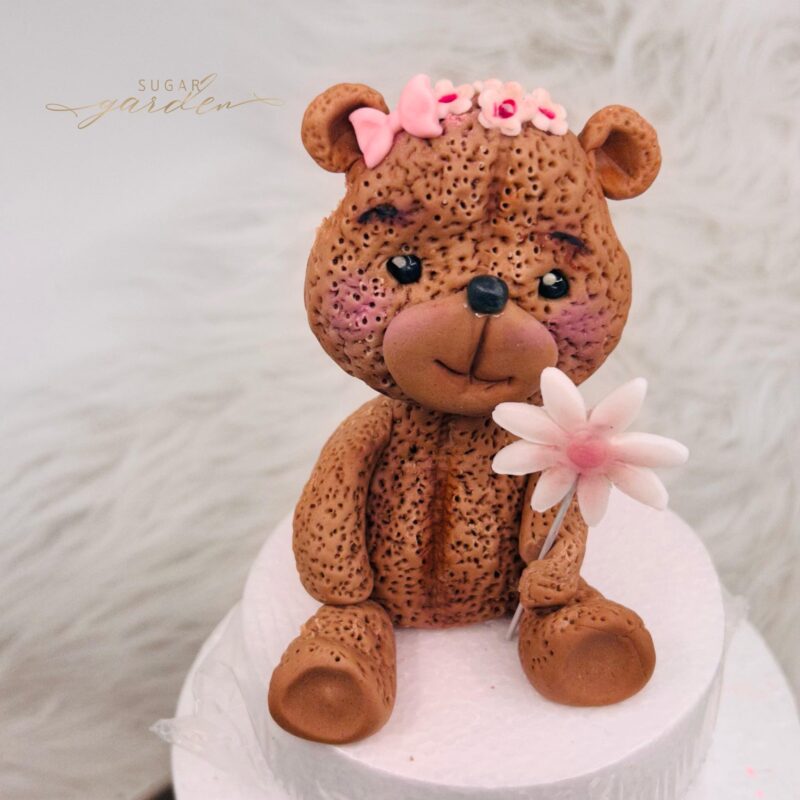Fondant Figuurtje Teddy Bear Girl met bloem