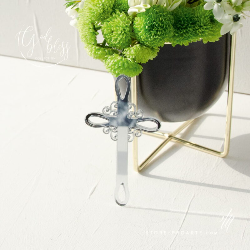 Zilver plexiglas kruisdecor St.Pro-Arte