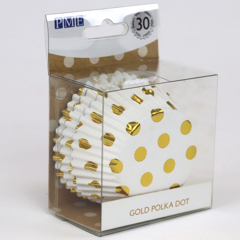 PME Foil Lined Baking Cups Gold Polka dot