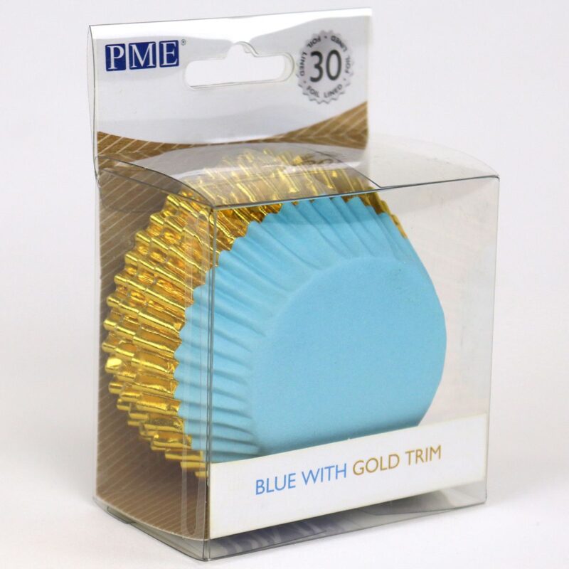 PME Foil Baking Cups Blue with gold Trim pk/30