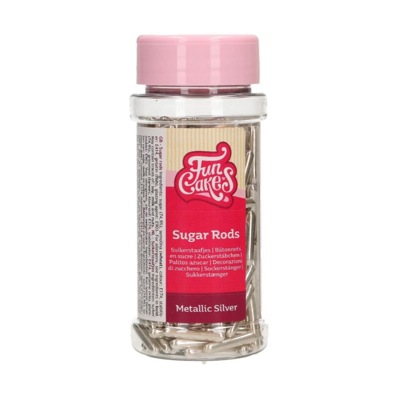 FunCakes Metallic Sugar Rods XL Silver 70 g - Afbeelding 2