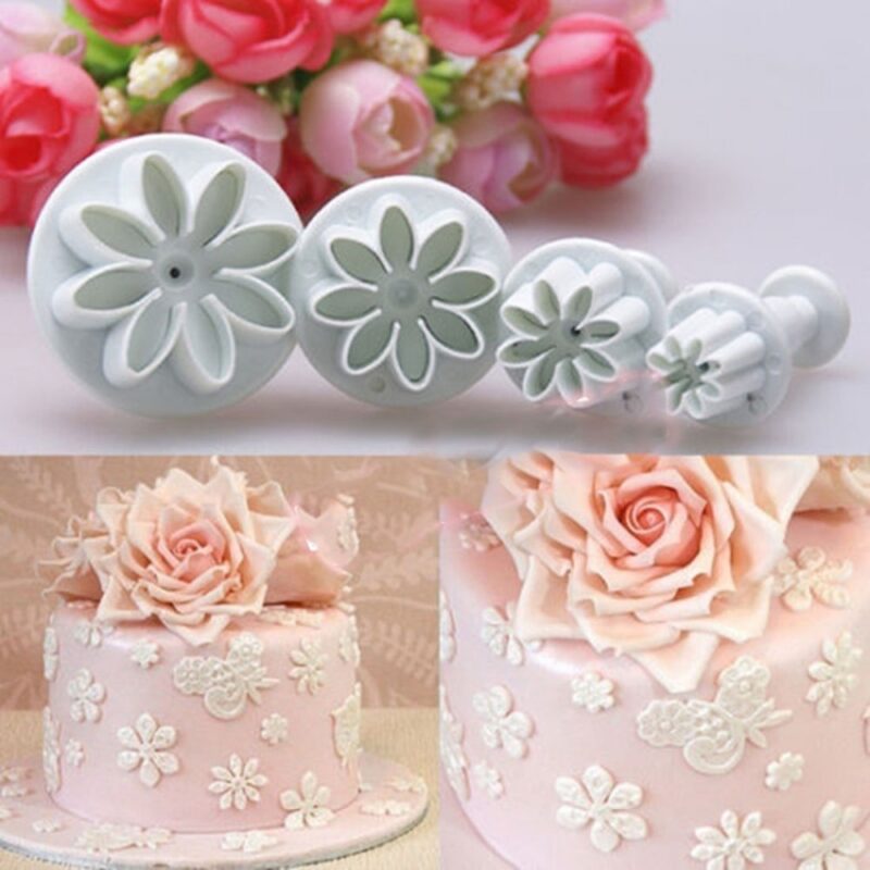 Daisy Flower Marguerite Cookie Cutter met plunger - uistekerset /set 4st