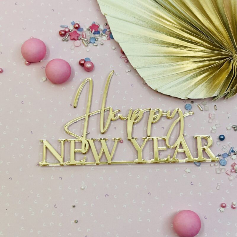 Happy New Year Goud 12cm Miniowe Formy 3D