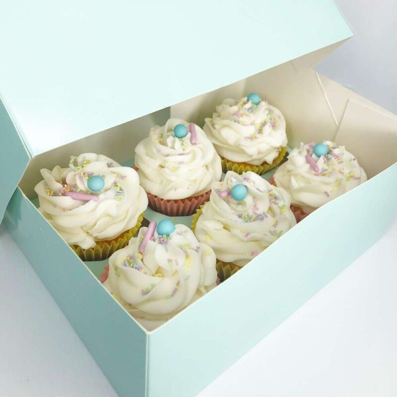 Cupcakes doos met venster muntkleur -licht blauw - (voor 6 cupcakes) - Afbeelding 2