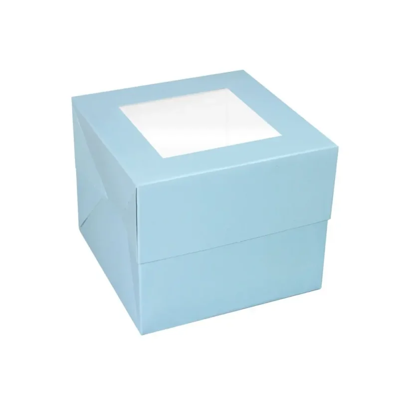 Doos met venster licht blauw - baby blue - 15x15x15cm