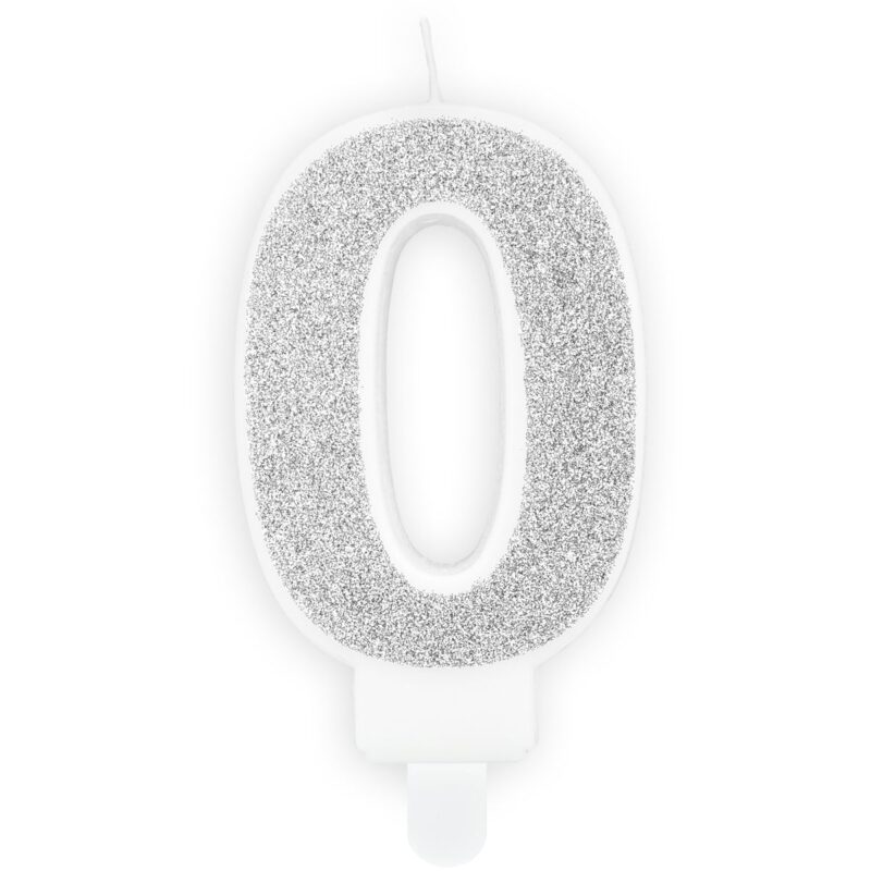PartyDeco Verjaardag Kaars Nummer 0 - Zilver