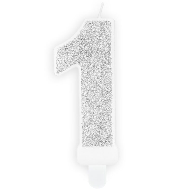 PartyDeco Verjaardag Kaars Nummer 1 - Zilver