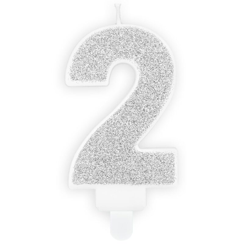 PartyDeco Verjaardag Kaars Nummer 2 - Zilver
