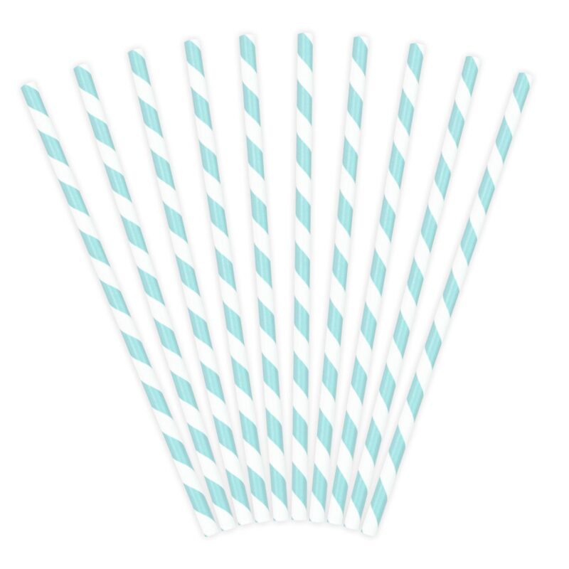 PartyDeco Papieren Rietjes Licht Blauw pk/10