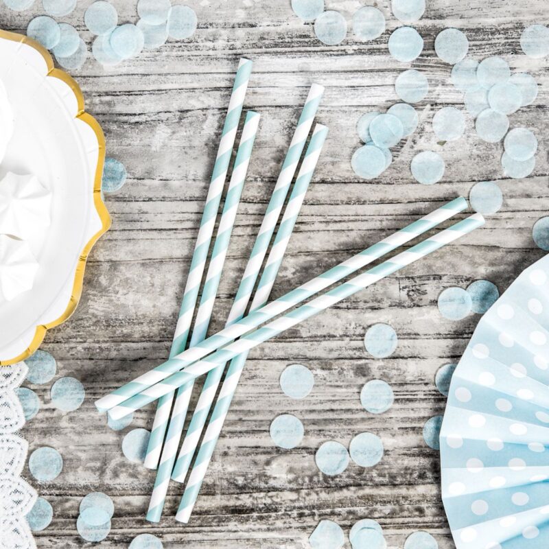 PartyDeco Papieren Rietjes Licht Blauw pk/10 - Afbeelding 3