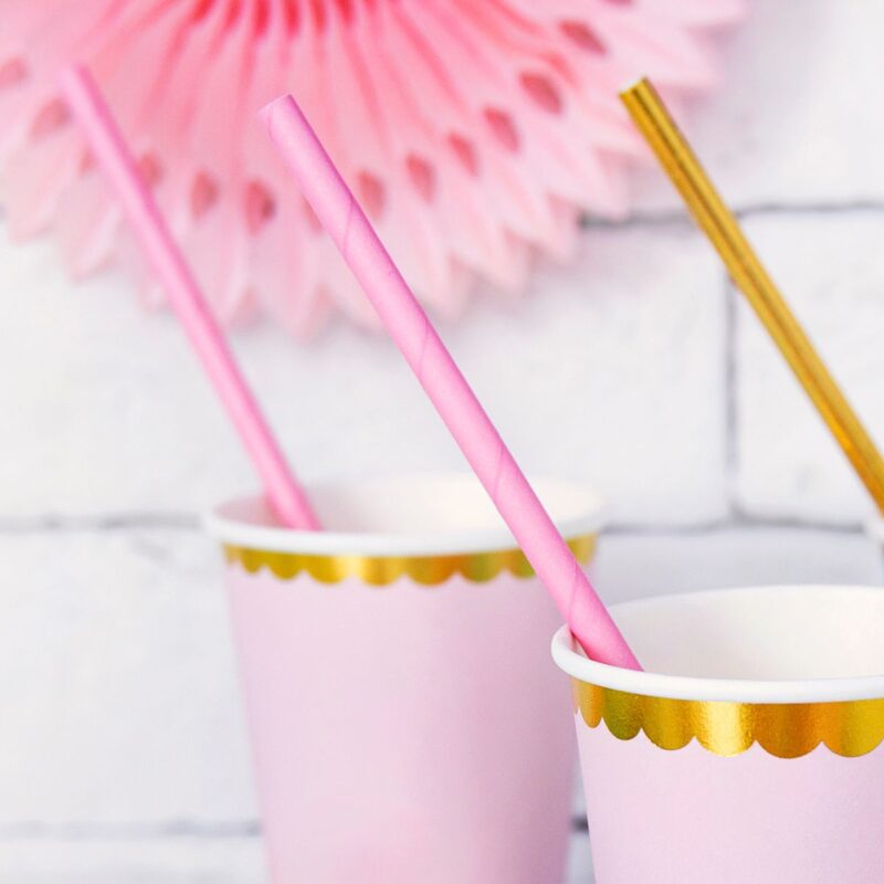 PartyDeco Papieren Rietjes Light Roze pk/10 - Afbeelding 2