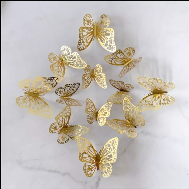 Vlinders set 12st. Goud