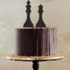 Miniowe Formy 3D cake topper schaakstukken - koning en koningin12x10.2cm goud - Afbeelding 2