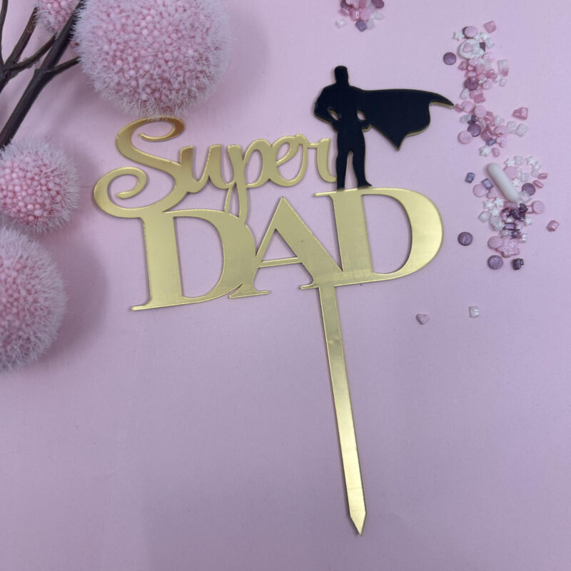 Cake Topper Super Dad Batman 12cm Goud/Zwart