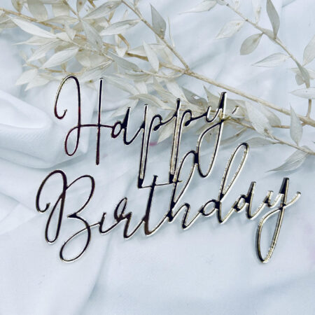 Miniowe Formy 3D Taart decor Happy Birthday Goud Fancy 12x9.8 cm