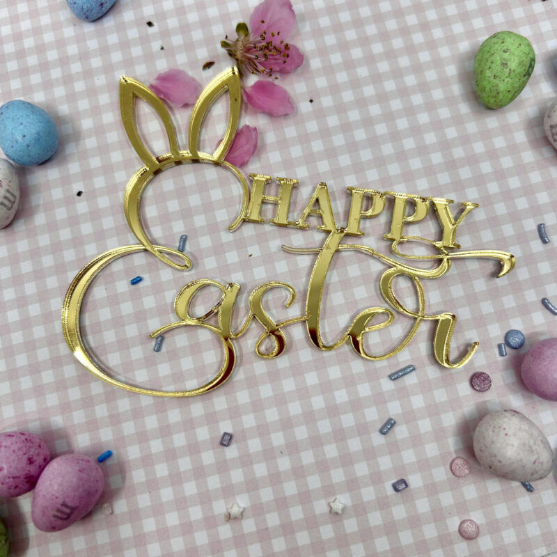 Happy Easter cake decor  Goud 10.5cm