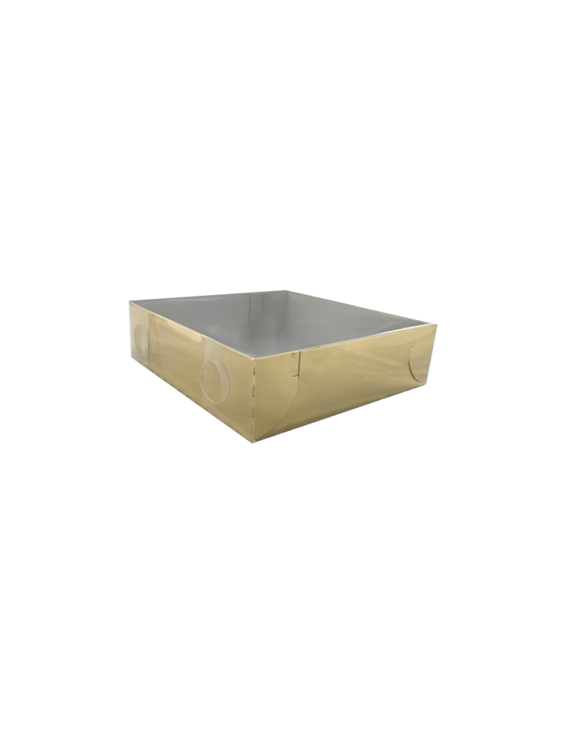 Peperkoekdoosje met transparant 14 x 14 x 4 cm goud set/ 5st - Afbeelding 2