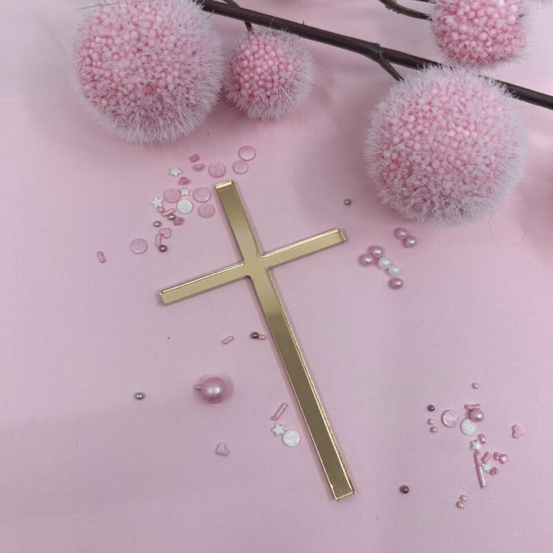 Cake decor kruis goud 10cm dun Miniowe Formy 3D