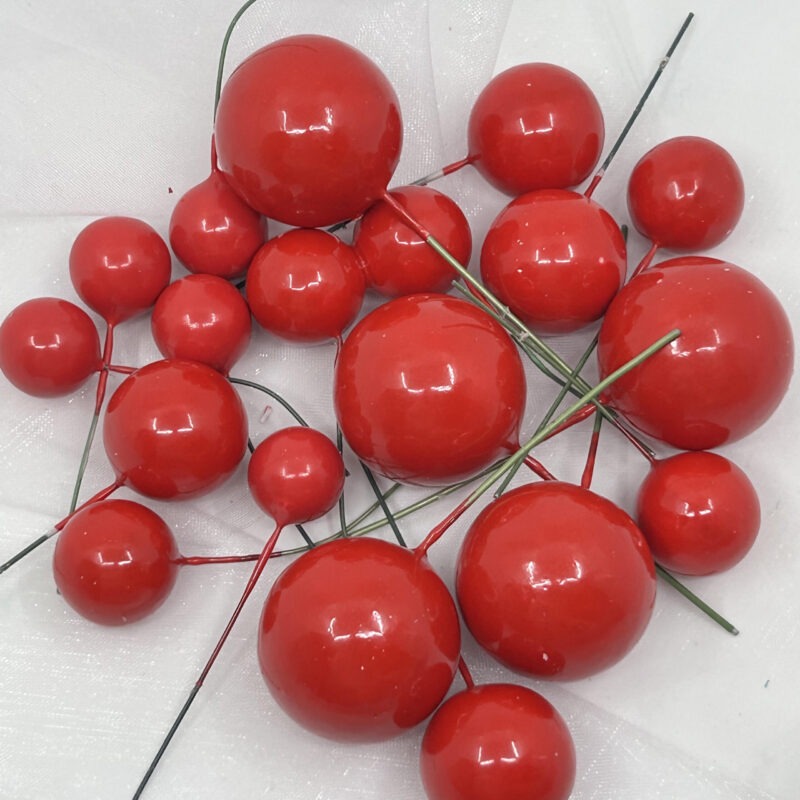 Taartdecoratie ballen -taarttopper 2-4 cm set/20st Rood