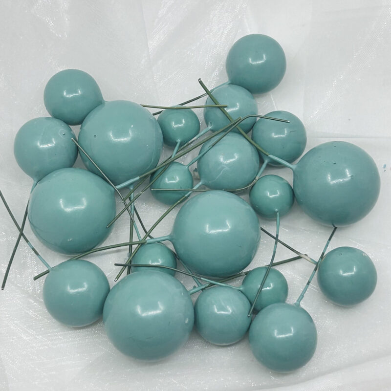 Taartdecoratie ballen -taarttopper 2-4 cm set/20st Turquoise