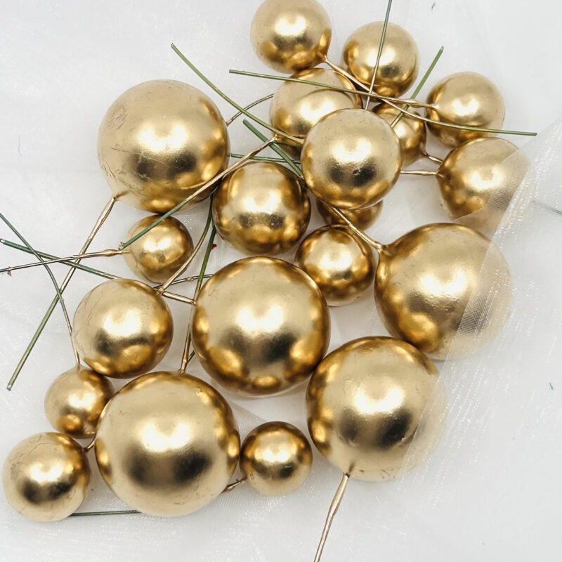 Taartdecoratie ballen -taarttopper 2-4 cm set/20st Goud
