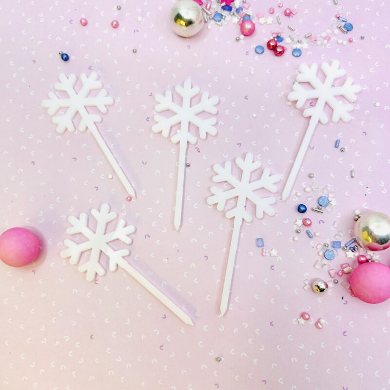 Miniowe Formy 3d Topper Cupcakes Sneeuwvlokken  set/5 st - wit
