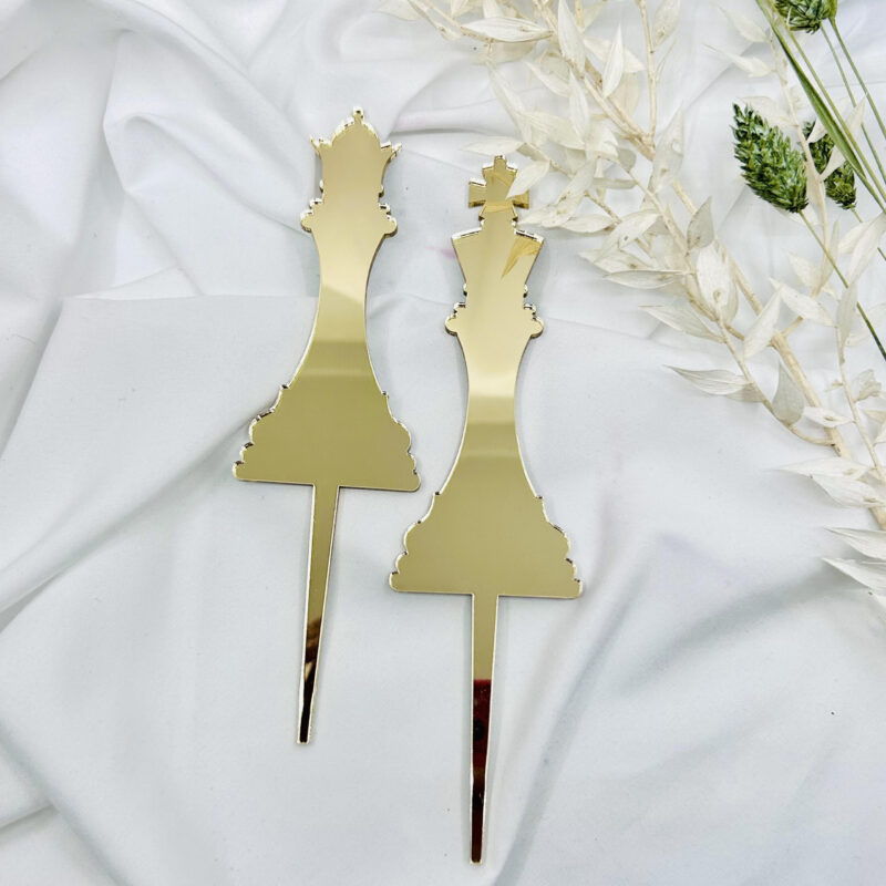 Miniowe Formy 3D cake topper schaakstukken - koning en koningin12x10.2cm goud