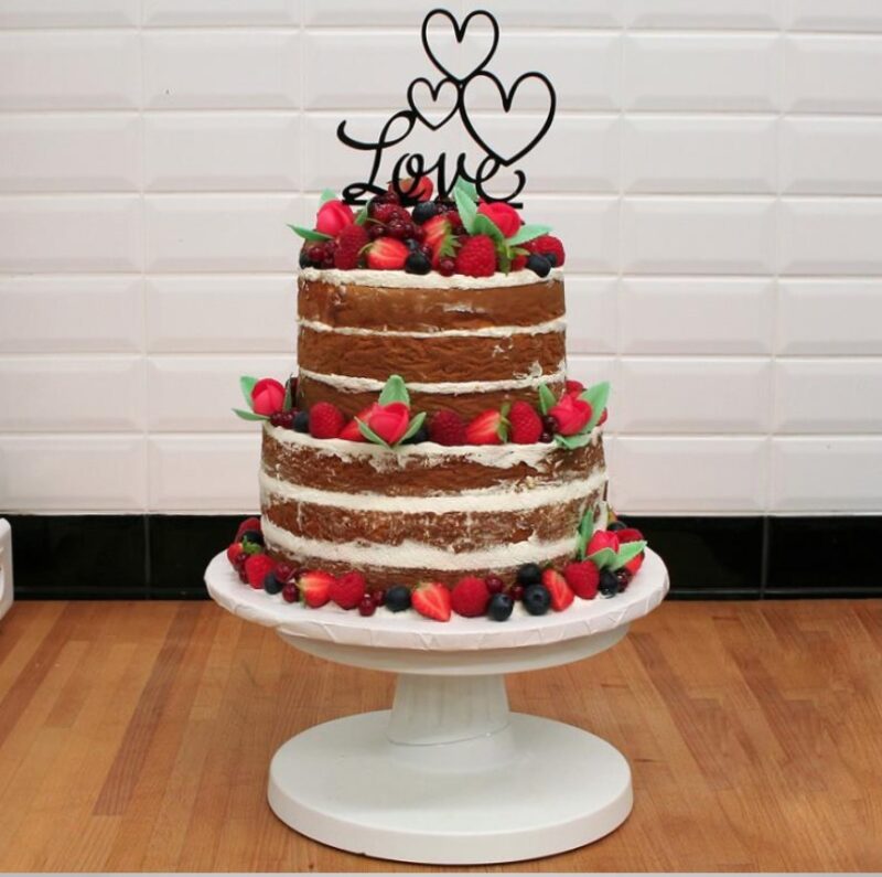 Topper Love met harten 14cm Acryl Zwart - Afbeelding 2