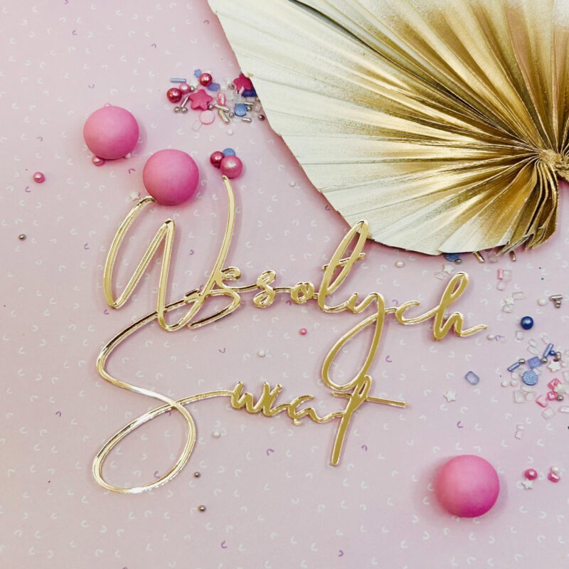 Wesołych  Świąt - Front Cake Topper - 12cm Goud Miniowe Formy 3D