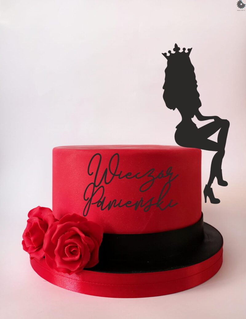 Lady in de kroon cake topper Zwart