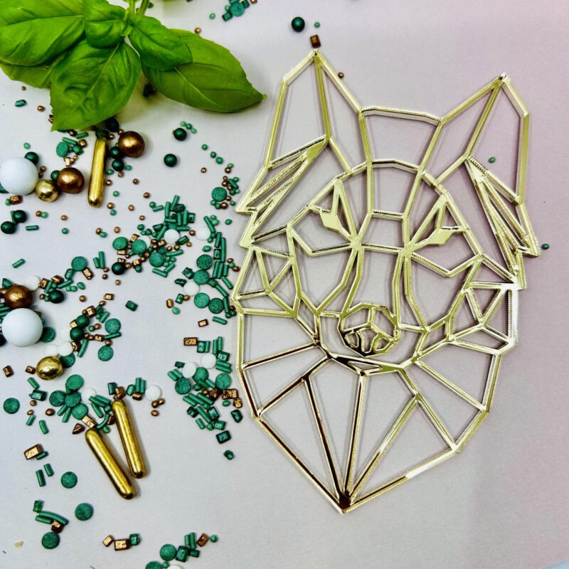 Geometric cake  decor WOLF 12cm Goud Dekora&Flora