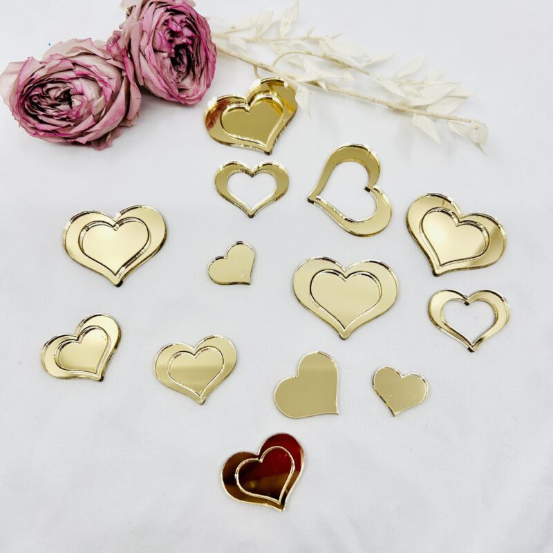 Goud hartjes 20st Taartdecor Front Topper