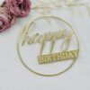 Happy BIRTHDAY rand goud 10x10cm
