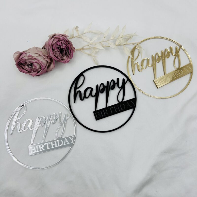 Happy BIRTHDAY rand goud 10x10cm - Afbeelding 2