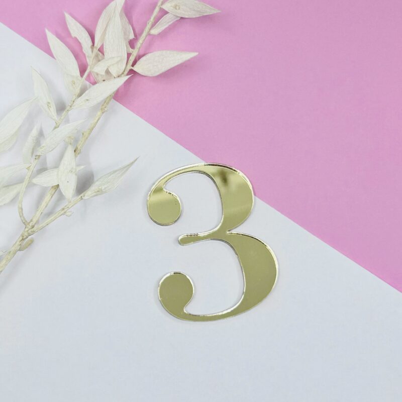 Goud Cijfer 3 Classic 5cm