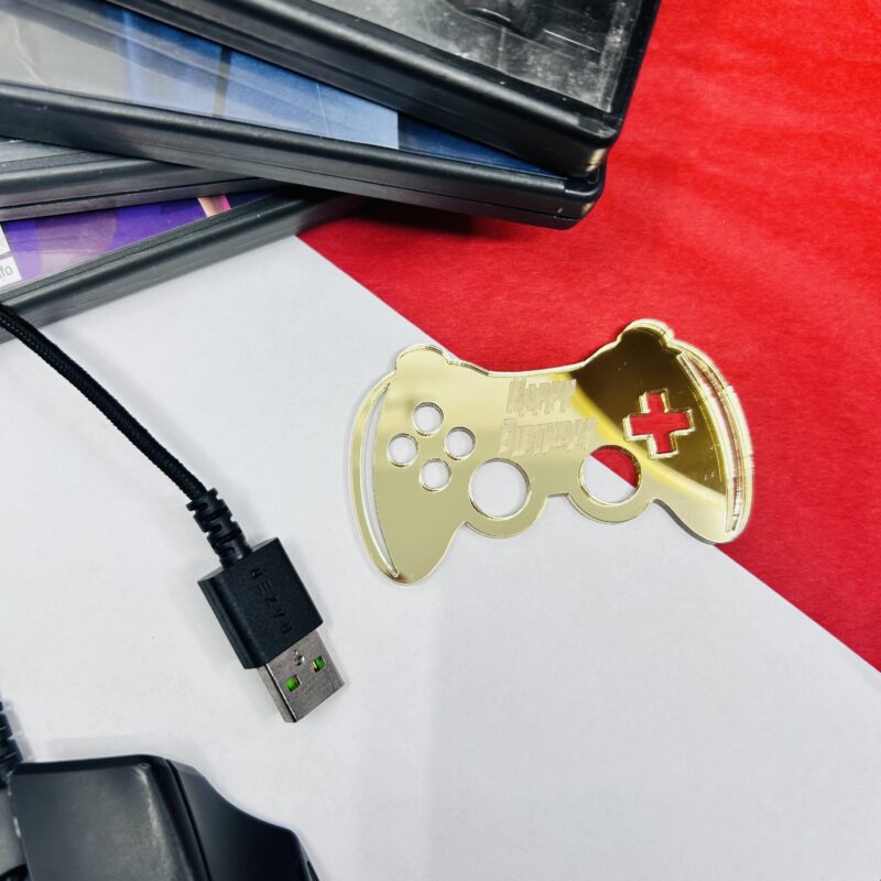 taartdecor Pad - joystick-controller 8cm goud
